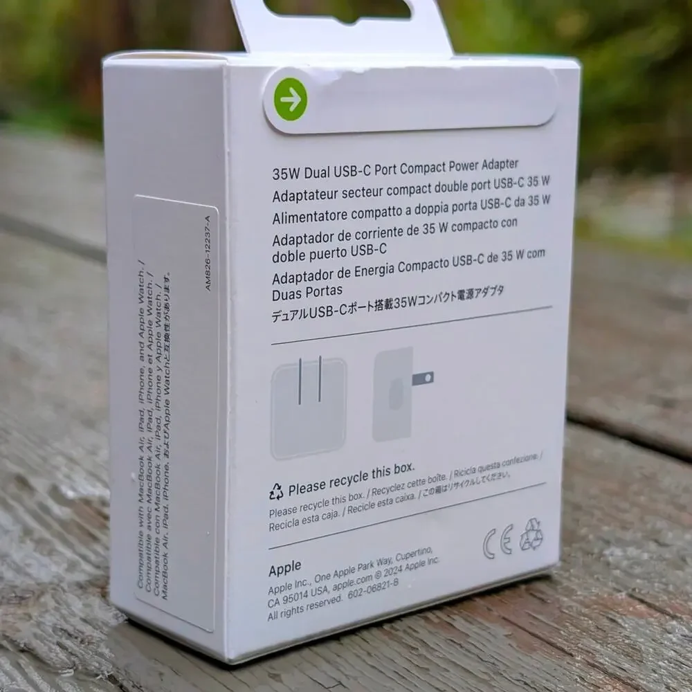 NIB Genuine Apple 35W Dual USB-C Port Compact Power Adapter OEM Fast Charger